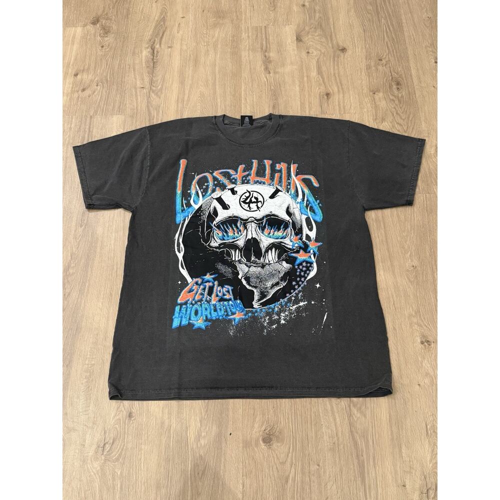 Lost Hills Get Lost World Tour Tee Front And Back Print Men’s 2X Gray